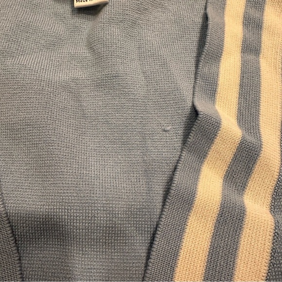 Pendleton Cardigan Sweater Blue White Striped Silk Sz L Preppy Academia Varsity - Picture 10 of 13